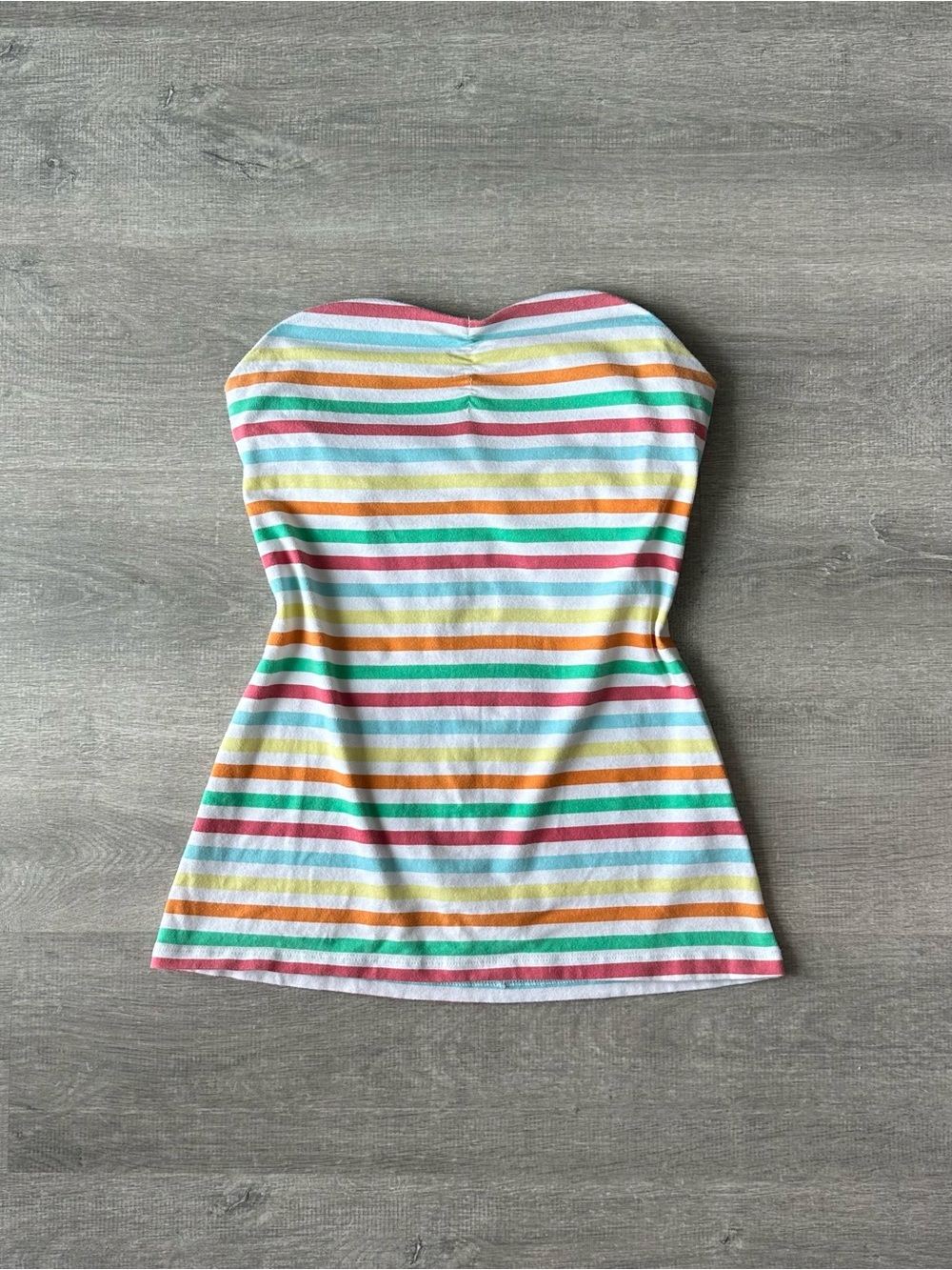 Y2K Rainbow Striped Strapless Tube Top